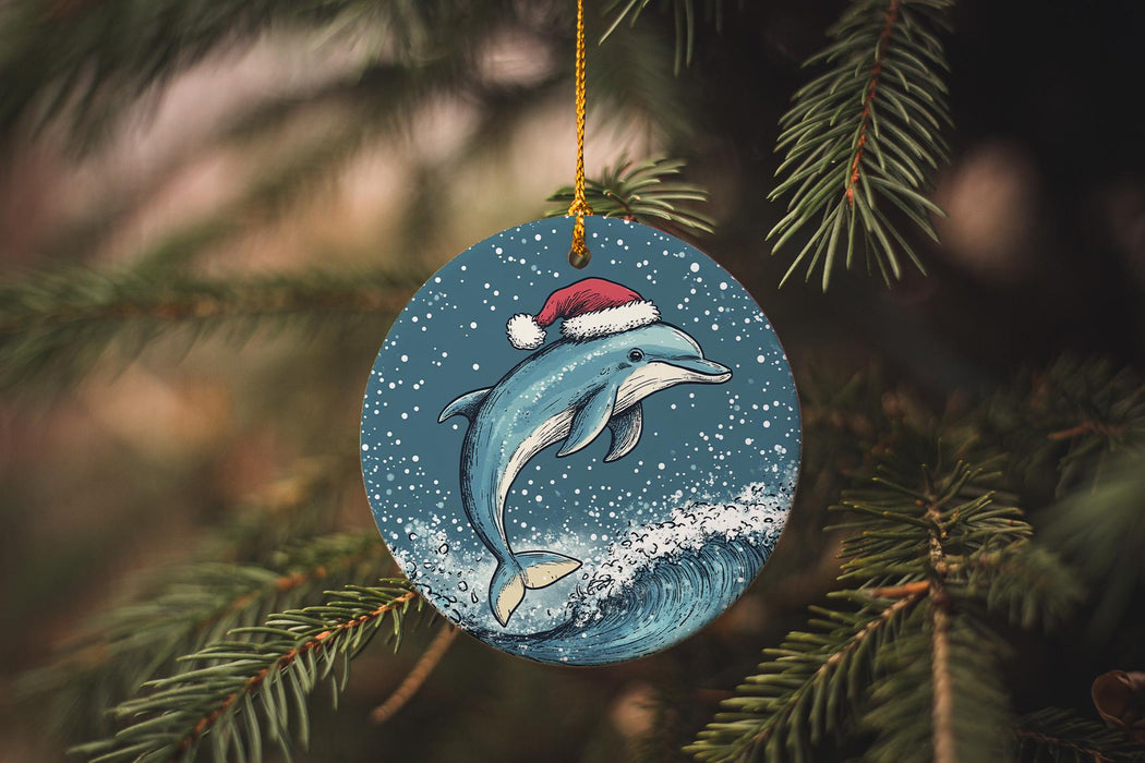 a christmas ornament hanging from a christmas tree