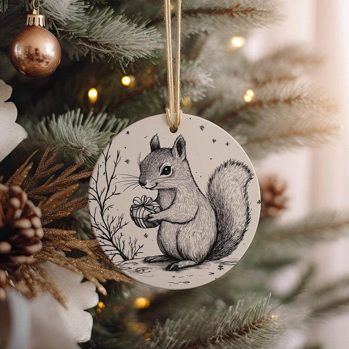 a christmas ornament hanging from a christmas tree