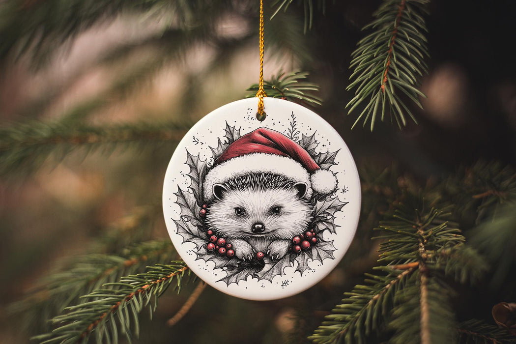 a christmas ornament hanging from a tree