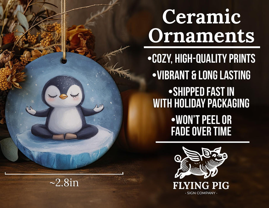 a ceramic ornament with a penguin on it