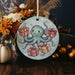 a ceramic ornament with an octopus holding gifts