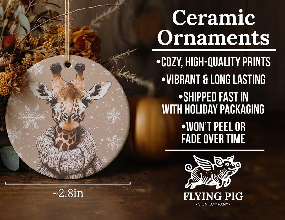 a ceramic ornament with a giraffe on it