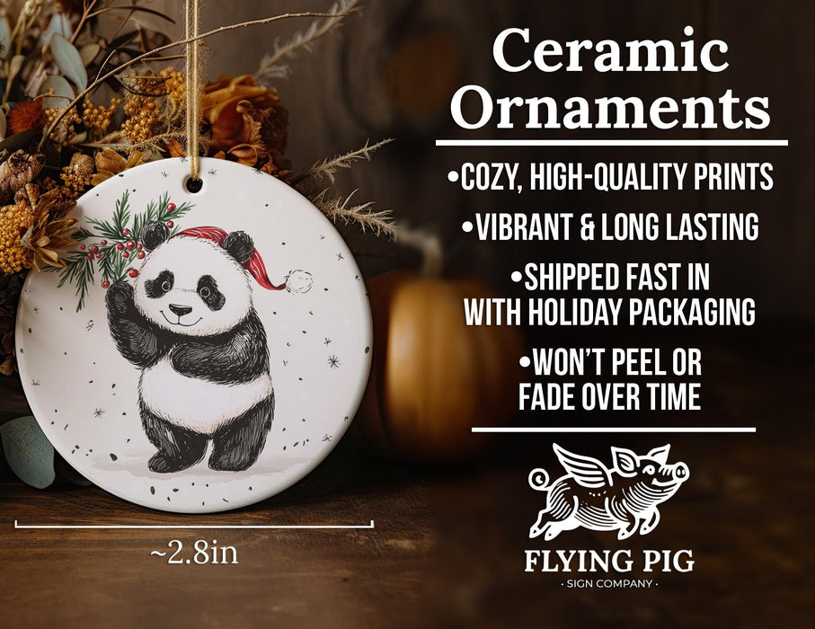 a ceramic ornament with a panda bear on it