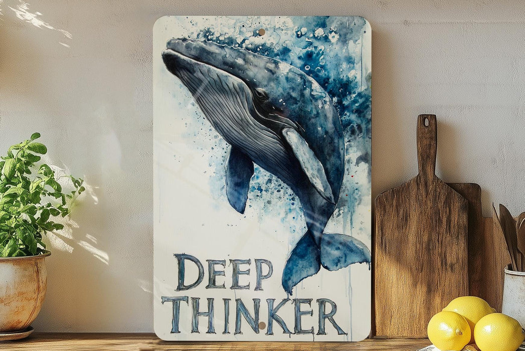 a painting of a whale on a shelf