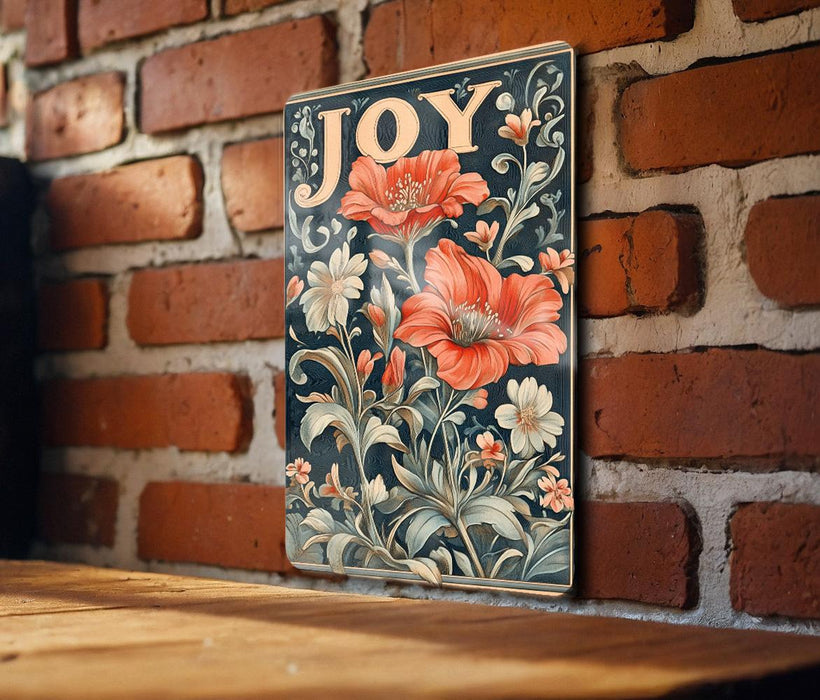 a wooden table with a painting on it