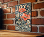a wooden table with a painting on it