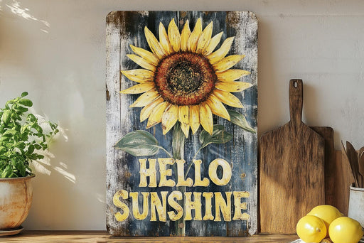 a picture of a sunflower on a shelf