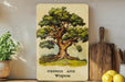 a picture of a tree on a shelf