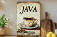 a painting of a cup of coffee on a shelf