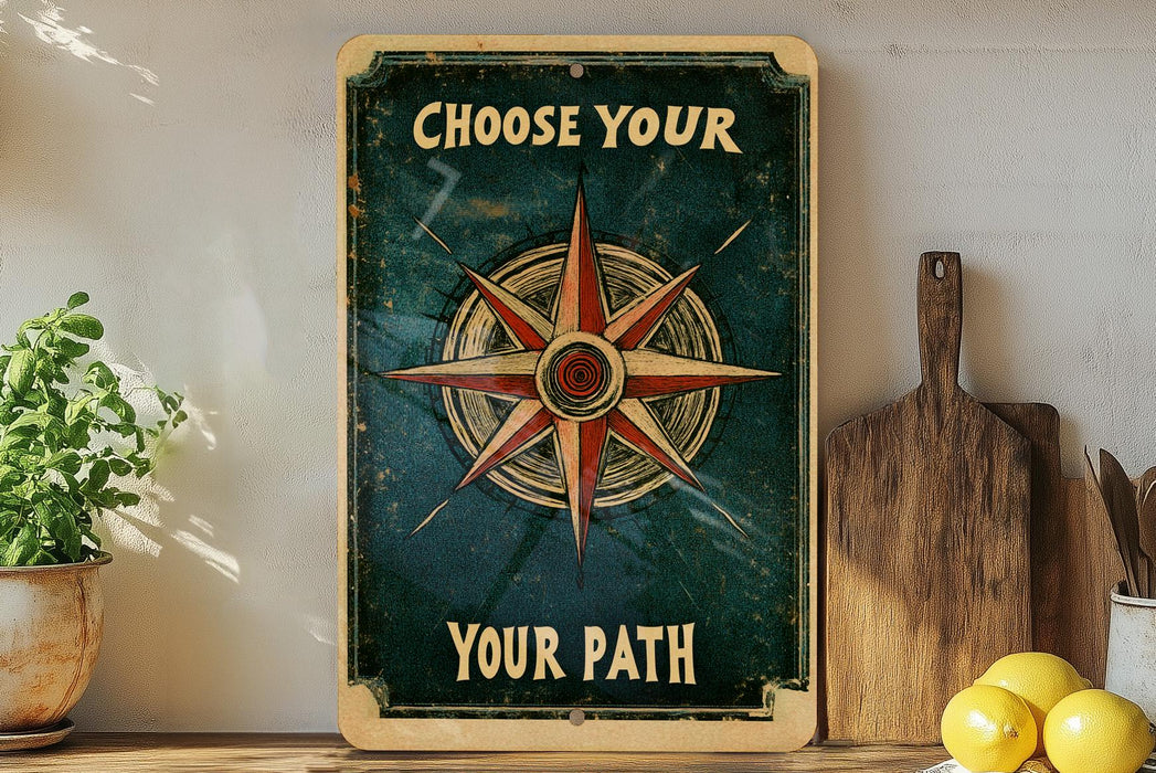 a picture of a compass on a wall