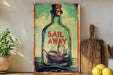 a painting of a ship in a bottle on a shelf