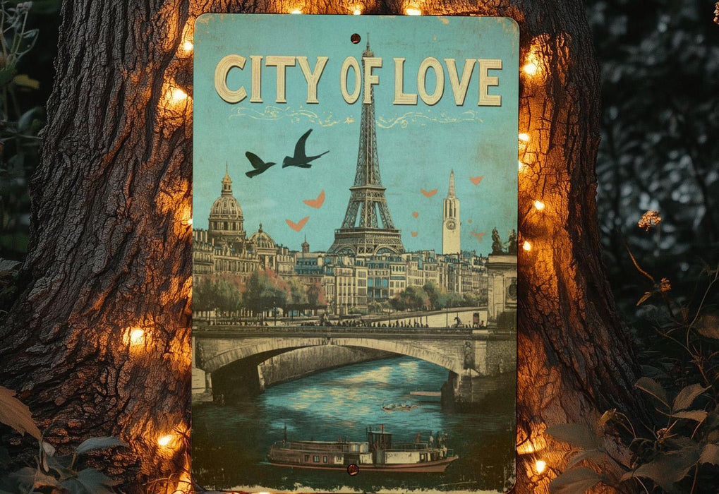 a picture of a city of love on a tree
