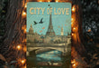 a picture of a city of love on a tree