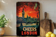a picture of a london poster on a wall
