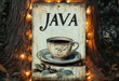 a sign with a cup of coffee on it