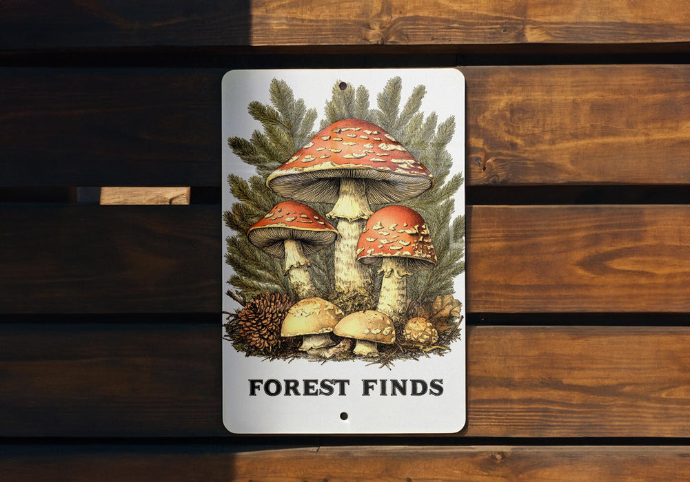 a picture of a forest with mushrooms on it