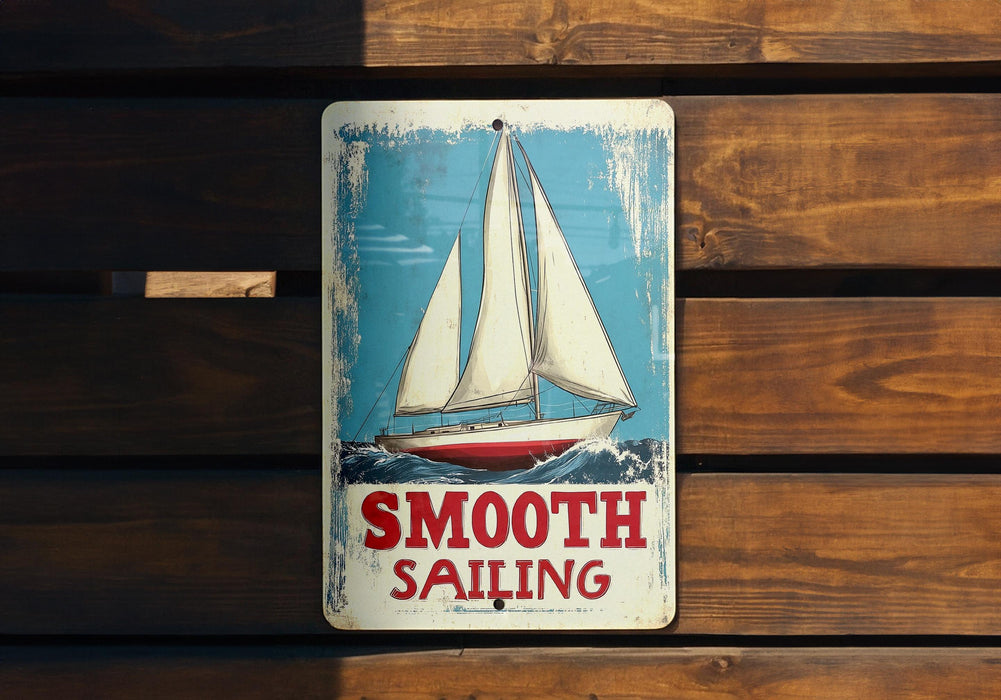 a tin sign with a sailboat on it