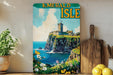 a painting of a castle on a cliff by the ocean