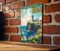 a brick wall with a picture of a lighthouse on it