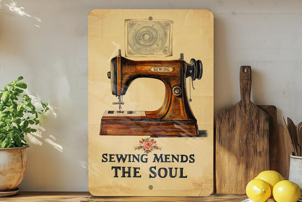 a picture of a sewing machine on a shelf