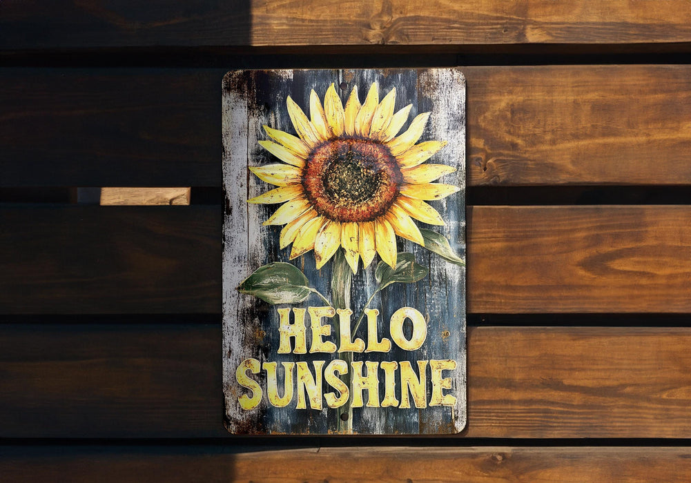 a wooden sign with a sunflower painted on it