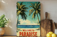 a painting of a welcome to paradise sign