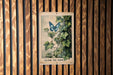 a picture of a blue butterfly on a wooden wall