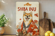 a picture of a shiba inu on a shelf