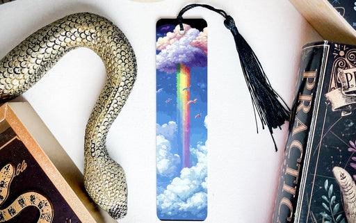 a bookmark with a picture of a rainbow on it