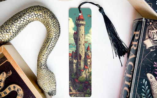 a bookmark with a picture of a castle on it