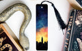 a bookmark with a picture of a city on it