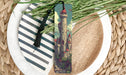 a bookmark with a picture of a castle on it