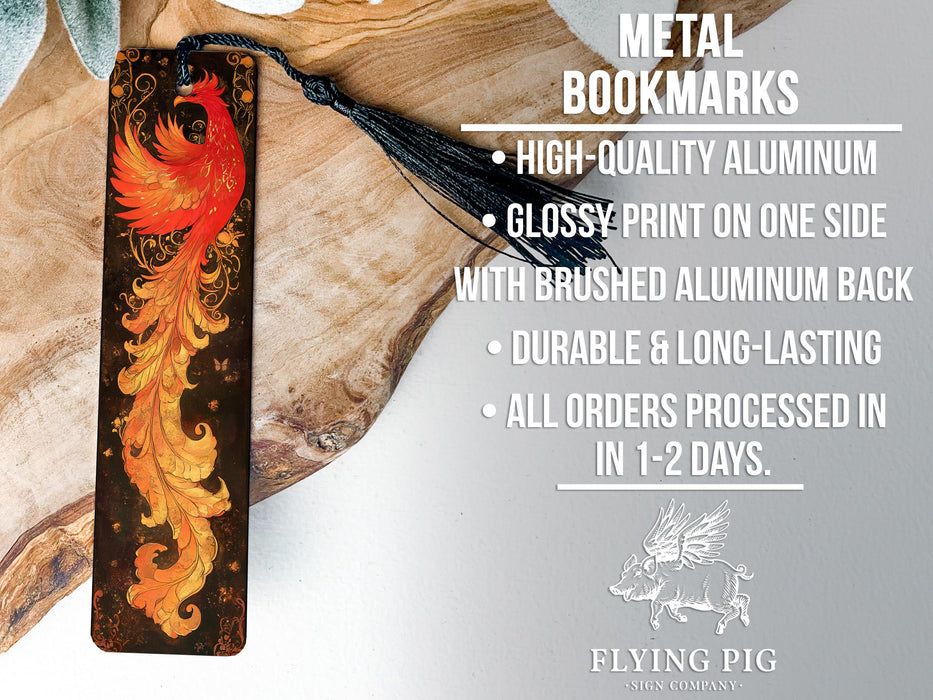 a bookmark with an orange and red bird on it