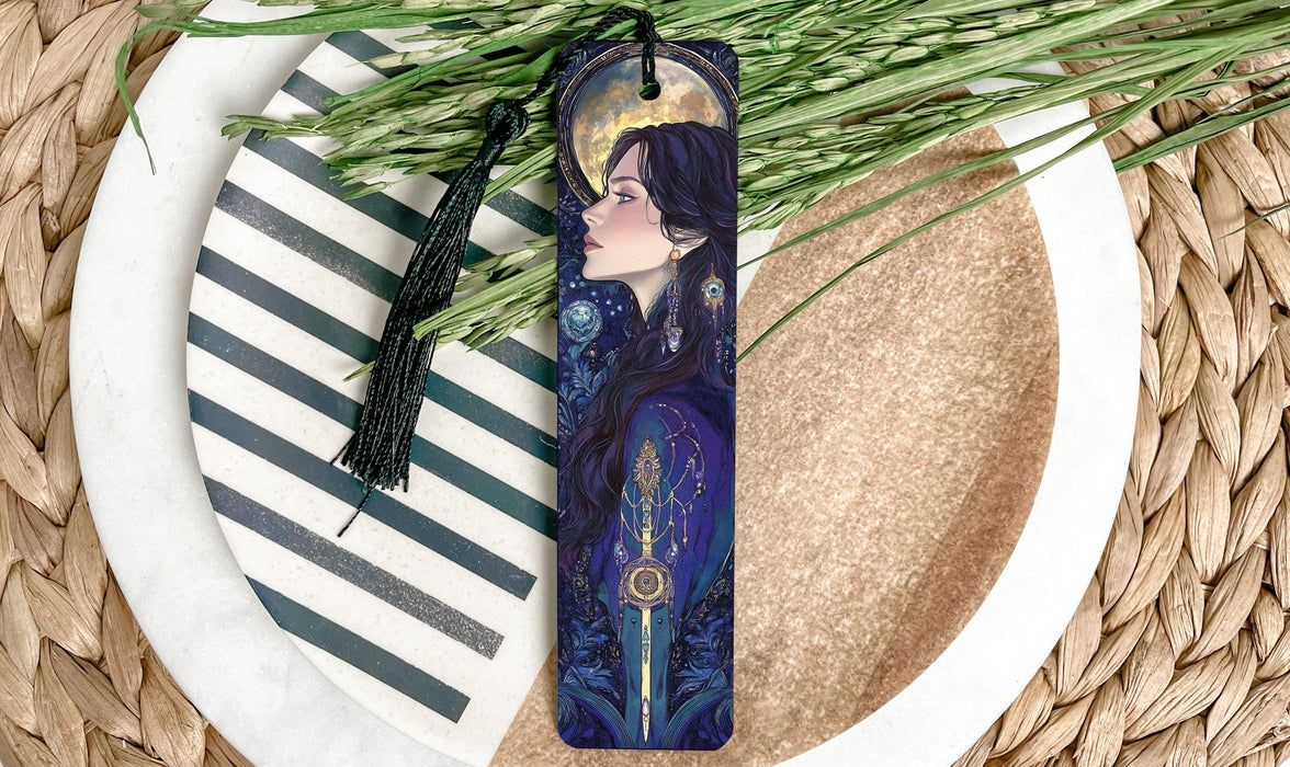 a bookmark with a picture of a woman on it