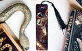 a bookmark with an image of a snake on it