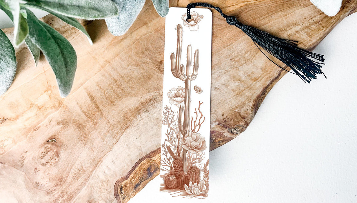 a bookmark with a picture of a cactus on it