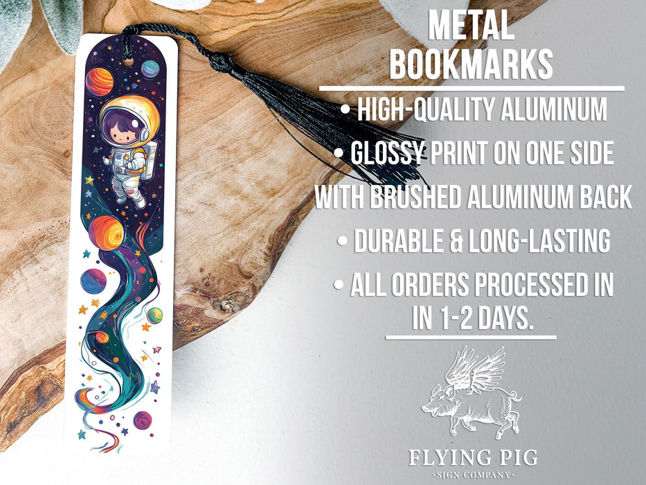 a bookmark with an image of an astronaut on it