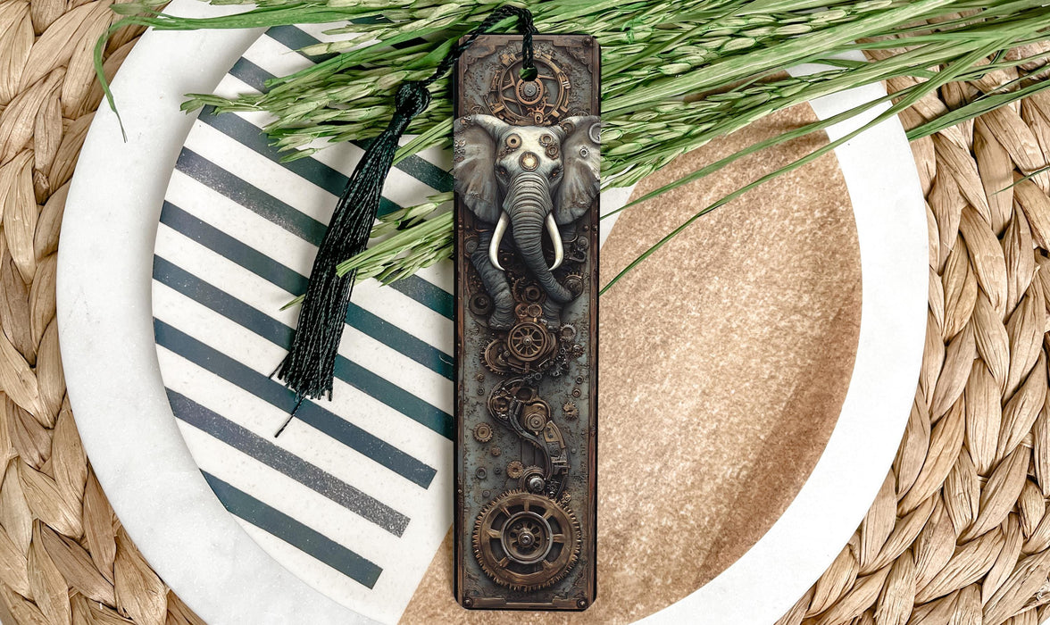 a plate with an elephant and a tassel on it