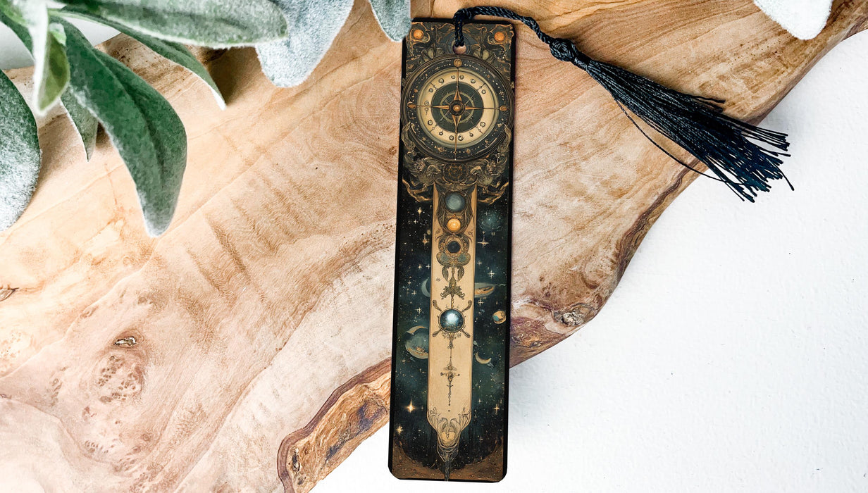 a wooden clock with a tassel hanging from it's side