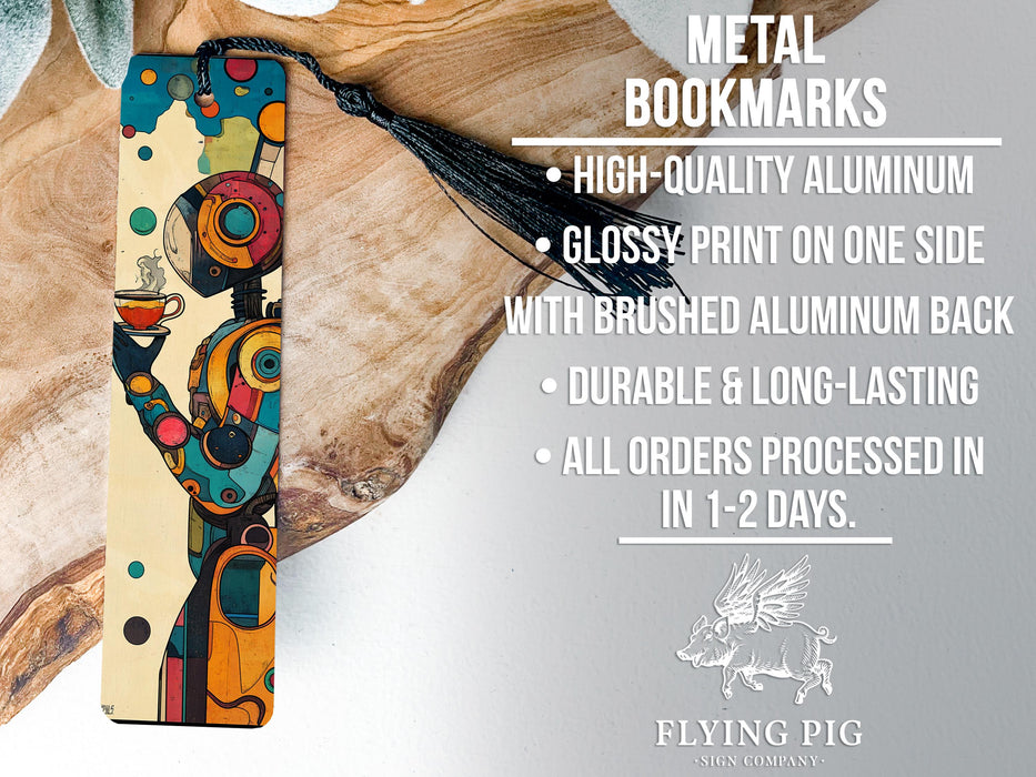 a metal bookmark with a colorful design on it