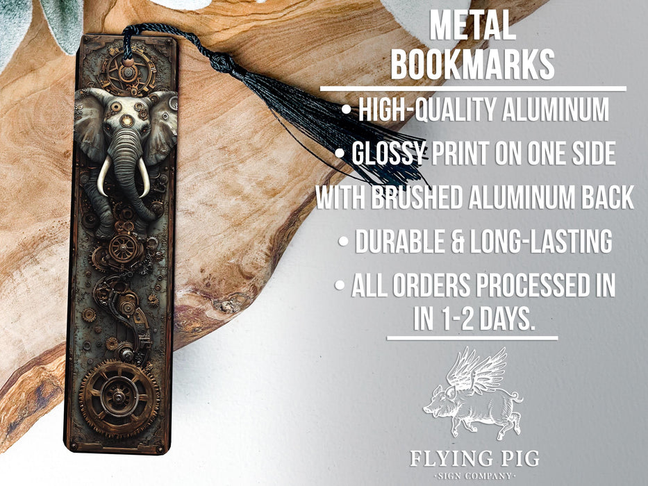 a metal bookmark with an elephant on it