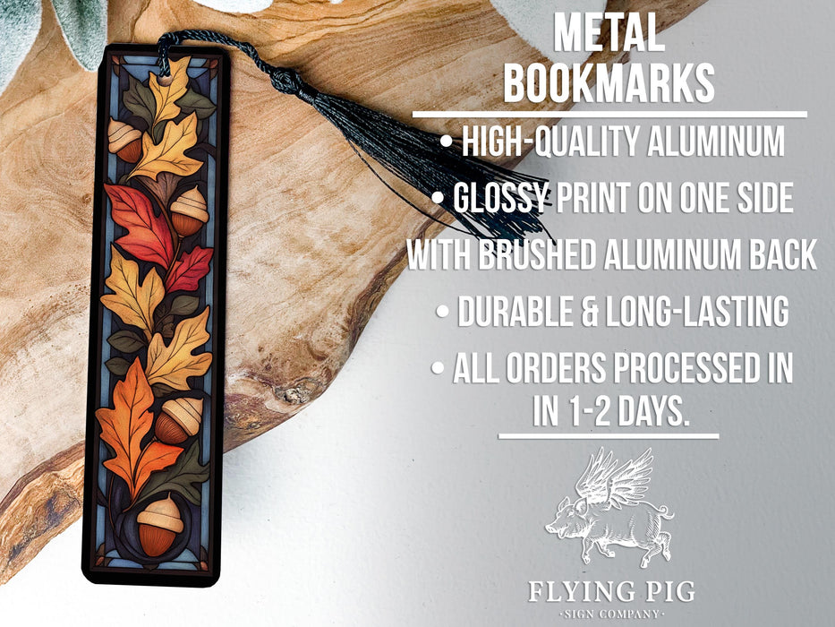 a bookmark with autumn leaves on it