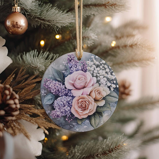 a close up of a christmas ornament on a tree