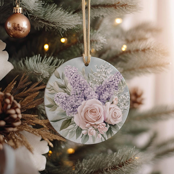 a close up of a christmas ornament on a tree