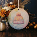 a painted ornament with a hat on it