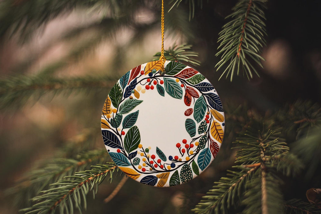 a christmas ornament hanging from a tree