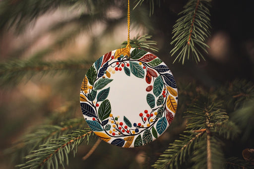 a christmas ornament hanging from a tree