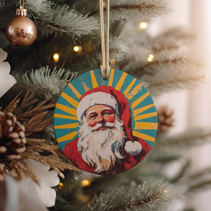 a christmas ornament hanging from a christmas tree
