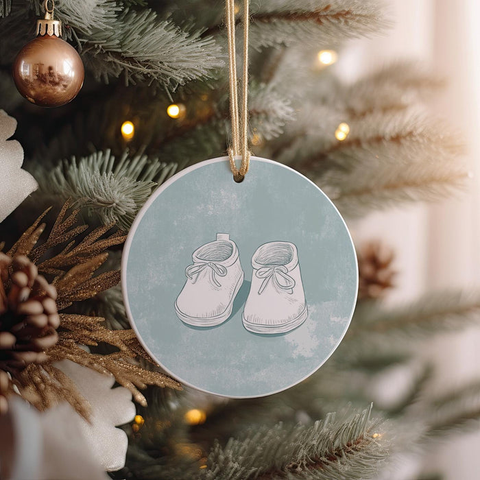 a christmas ornament hanging from a christmas tree