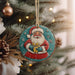 a christmas ornament hanging from a christmas tree